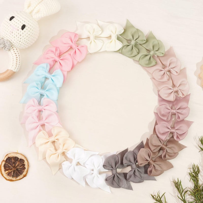 CellElection 22 Pack Mini Hair Bow Clips for Baby Girls Grosgrain Ribbon Bows Tiny Hair Clips Fine Hair for Girls Infants Toddlers - Image 2